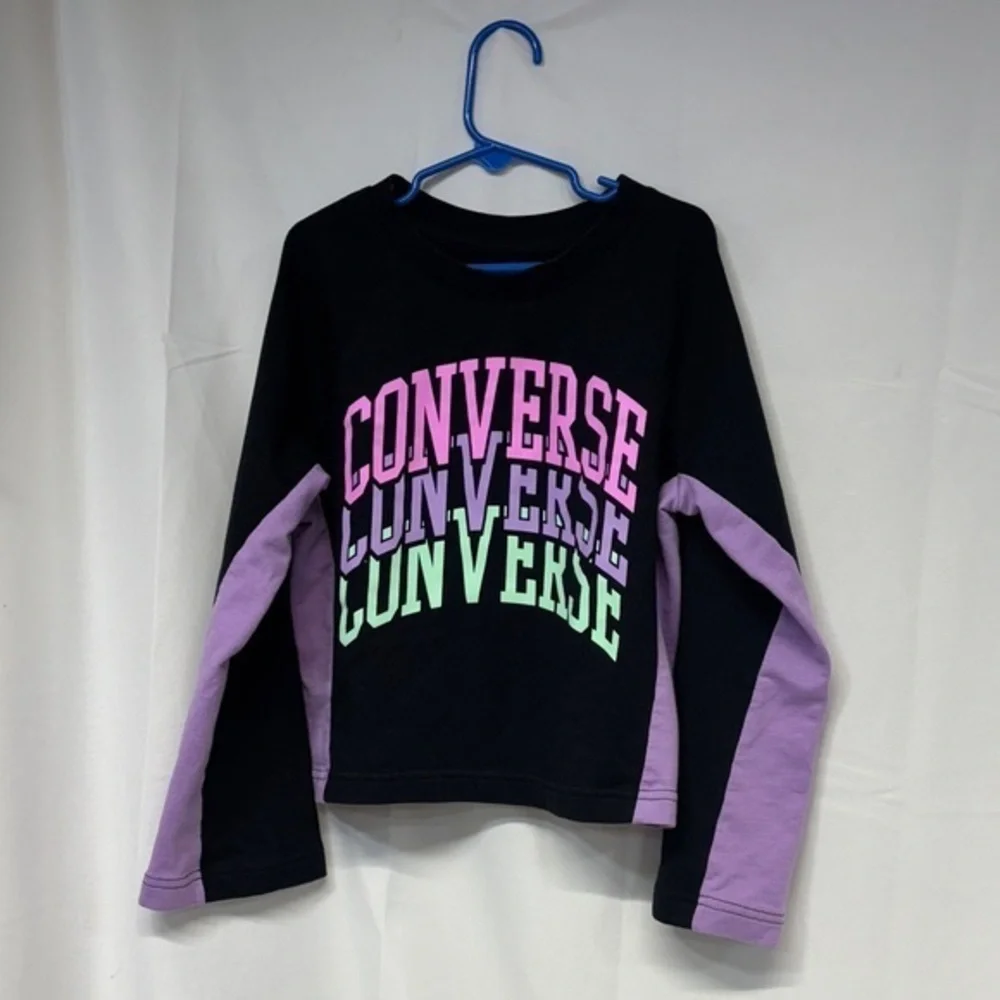 Converse Kids Black and Lavender long sleeve Sweatshirt medium(10-12 yr)